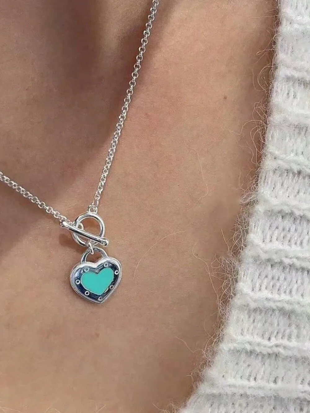 Silver Luxury Minimalist Women's Heart Pendant Necklace